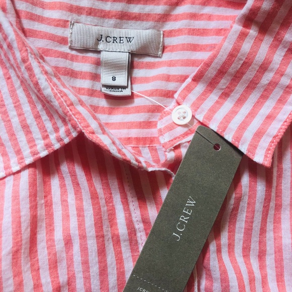 J.Crew pink striped button -Down Top NWT - Picture 2 of 4